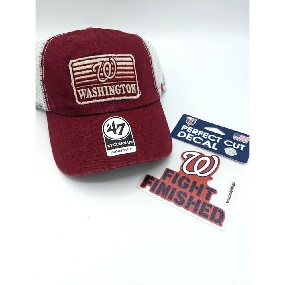 Washington Nationals MLB 47'‎ Snap Back Trucker Hat w/ Sticker Decal NEW